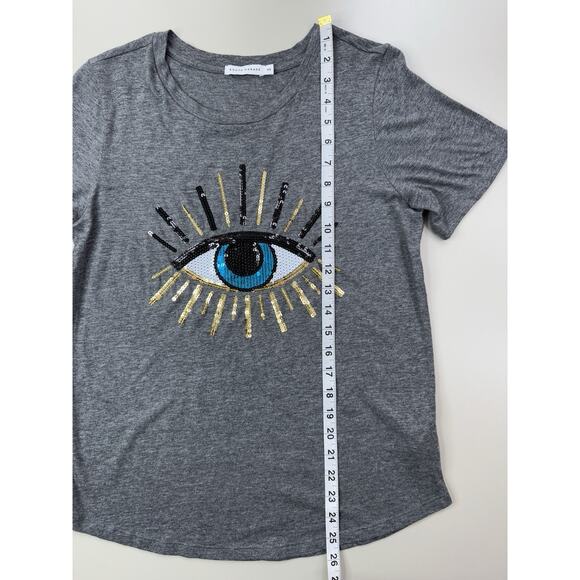 South Parade Sequin Evil Eye Shirt Womens XS Gray Boho Pima Cotton Made In Peru - Picture 7 of 12
